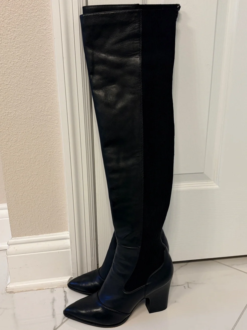 Sam Edelman Natasha Over The Knee Leather Boots Black 8